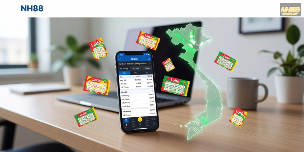 Hình minh họa khái niệm xổ số miền Bắc trên nền tảng cá cược trực tuyến NH88