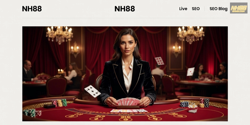 Minh họa bàn chơi baccarat live casino nh88 với dealer chuyên nghiệp và giao diện hiện đại