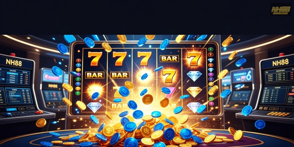 Minh họa khái niệm nổ hũ uy tín trên nền tảng nh88 với jackpot hấp dẫn