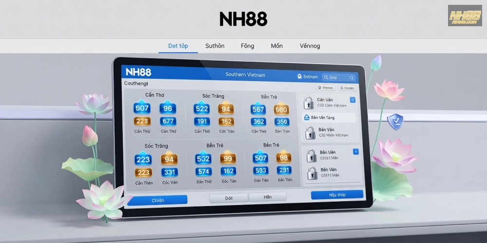 Minh họa khái niệm xổ số miền nam nh88 với các yếu tố cơ bản và giao diện nền tảng
